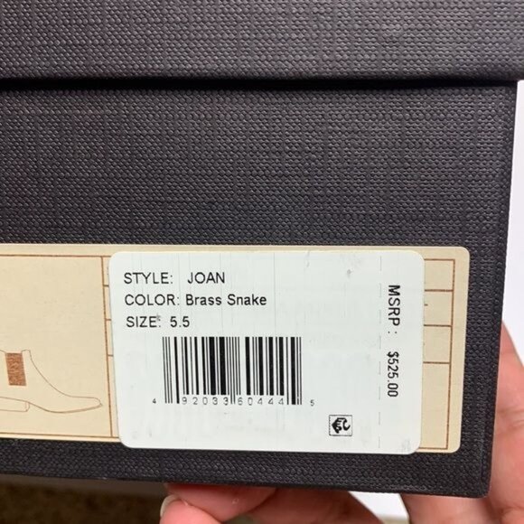 Freda Salvador Joan Chelsea Boots Womens 5.5 M Brass Snake Embossed Leather 0060 - Picture 10 of 11